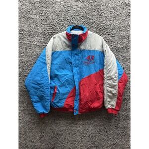 Vintage 80's Nascar Quilted Puffer Jacket Bobby Hamilton in Multicolor Size L
